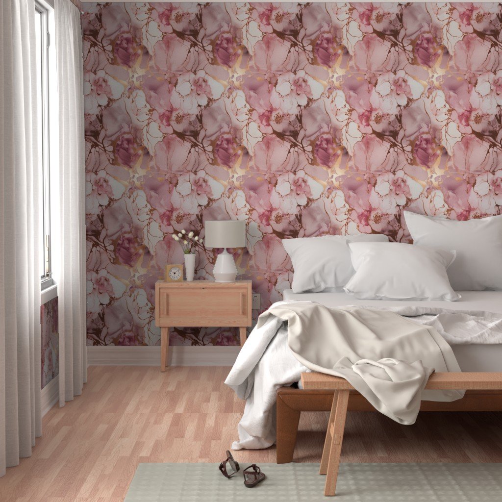 Pale Pink and Rose Gold Alcohol Ink Liquid Swirls Wallpaper pink ink wallpaper