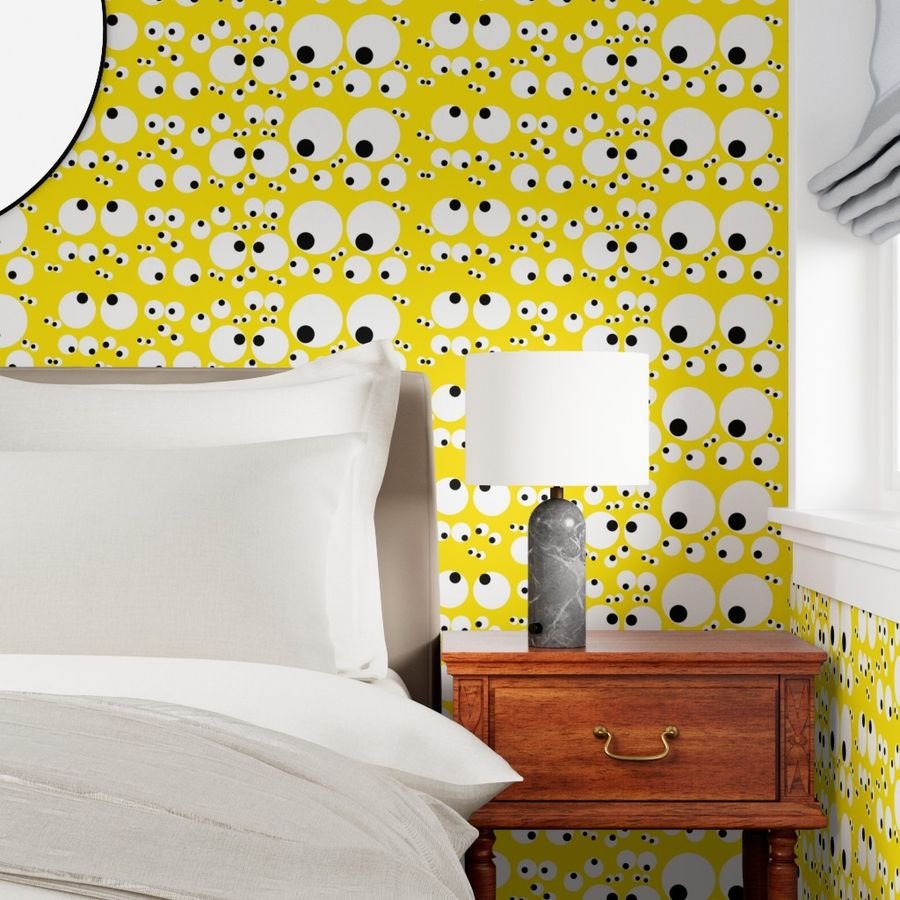 Googly Goo Goo Eyes on Neon Yellow Interior Collection Design Collection goo goo eyes wallpaper