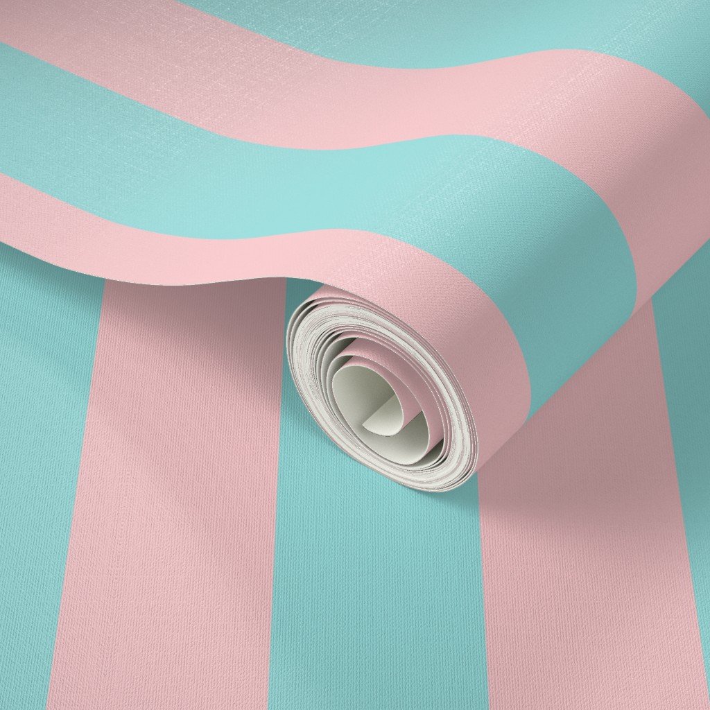 Pink and Aqua Summer Gazebo Cabana Tent 2 Inch Stripes Wallpaper gazebo stripe wallpaper