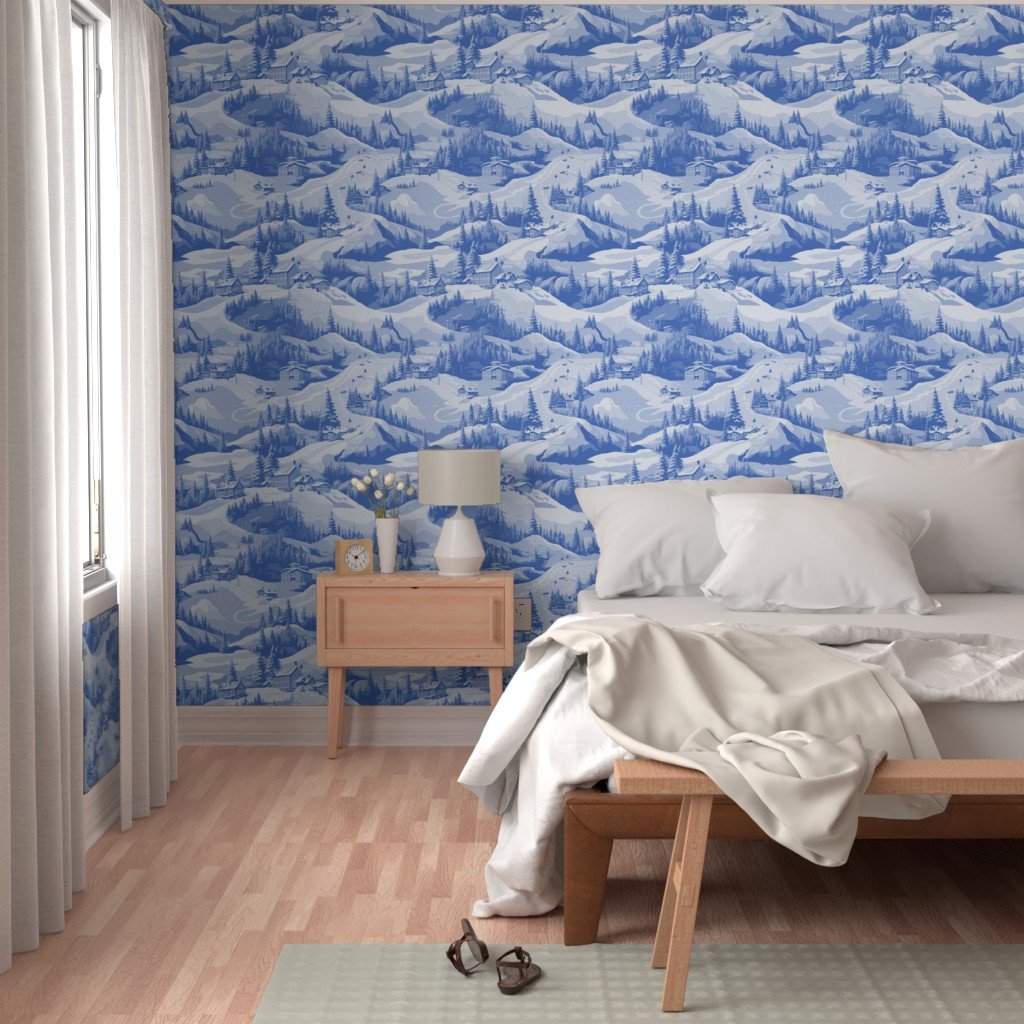 Small Montana Winter Cabins Montana with Evergreens in Mid China Blue Wallpaper ski slope wallpaper