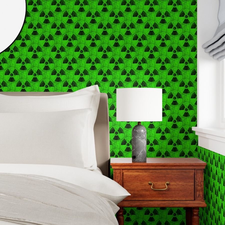 Green and Black Radioactive Hazmat Grunge Pattern Wallpaper emergency icon wallpaper