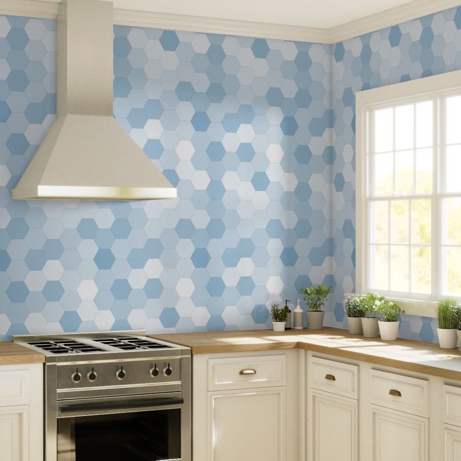 Hexagonal Blue Serenity Honeycomb Pattern Wallpaper geometric hexagons wallpaper