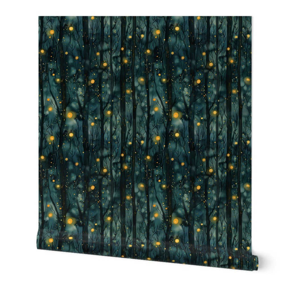 Mystic Firefly Forest A Glow in the Dark Wallpaper firefly glow wallpaper