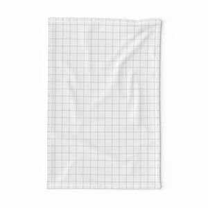 1 Inch Grid Line Pattern with Mid Grey Lines on White Home Decor Collection Home Styling Collection fabric tea towel design