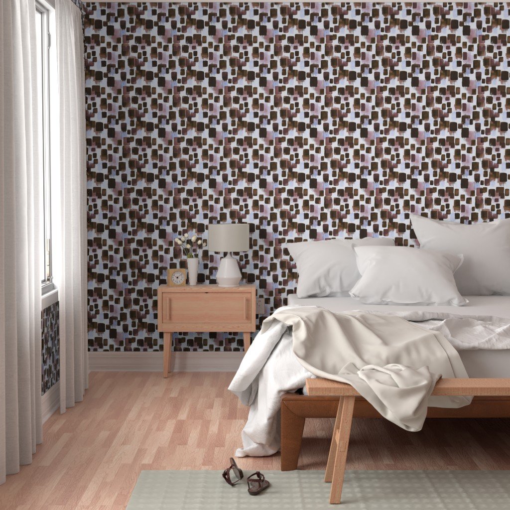 Abstract Earthy Brushstroke Blocks in Brown and Mauve Wallpaper contemporary wallpaper
