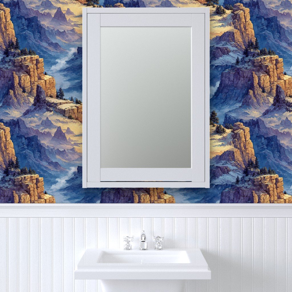 Winter Silence Over the Grand Canyon Watercolor Landscape Wallpaper cool tone wallpaper