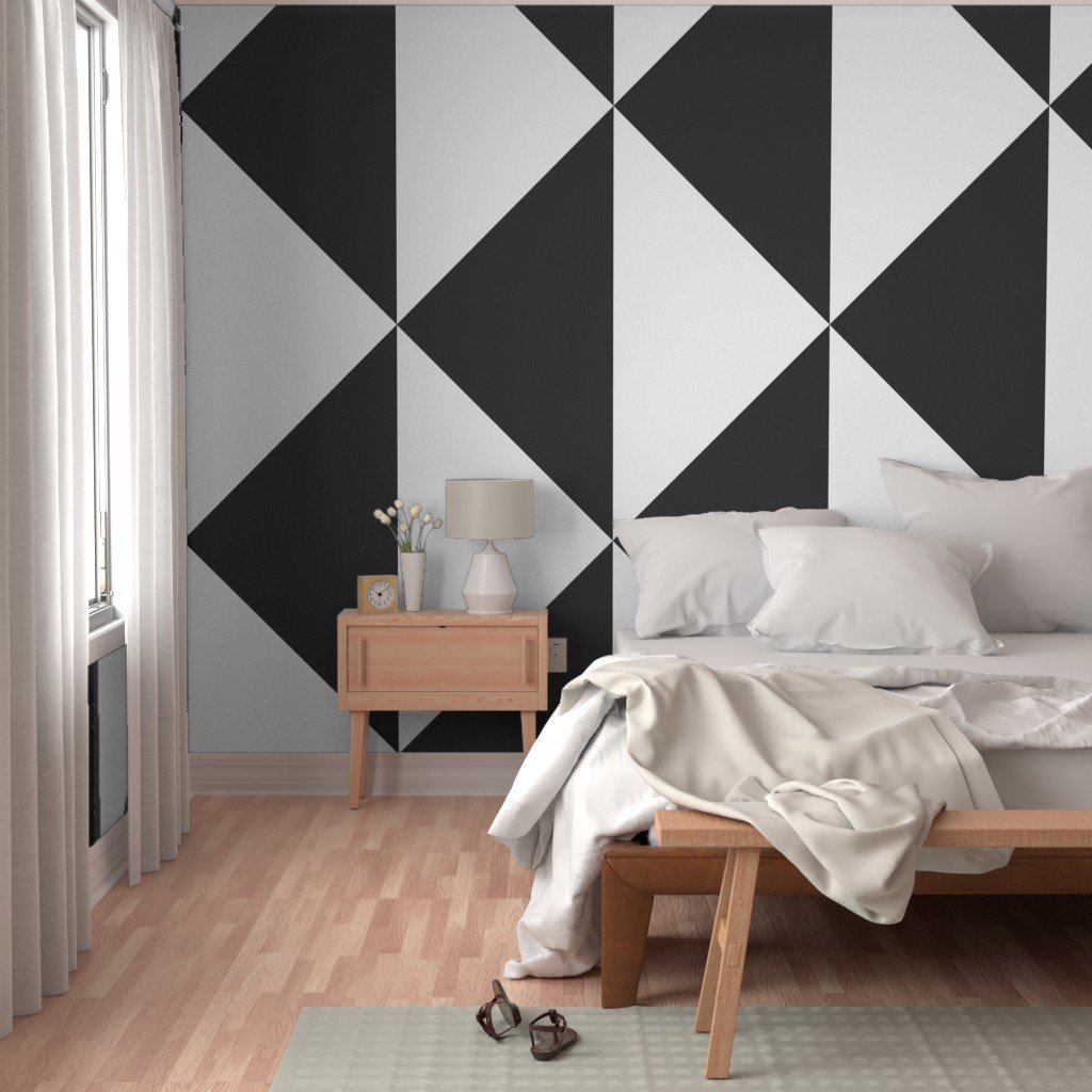 Bold Charcoal and White Oversized Geometric Diamond Wallpaper Wallpaper abstract wallpaper
