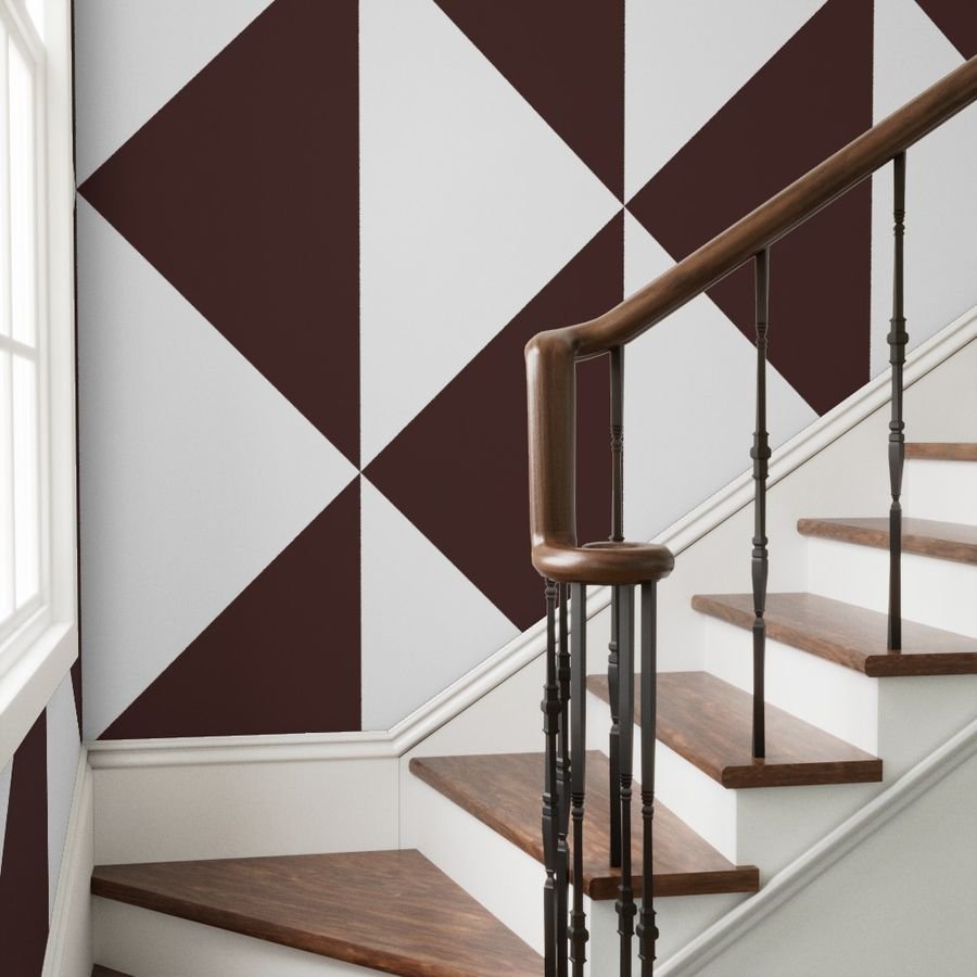 Bold Chocolate Brown and White Oversized Geometric Diamond Wallpaper chevron wallpaper