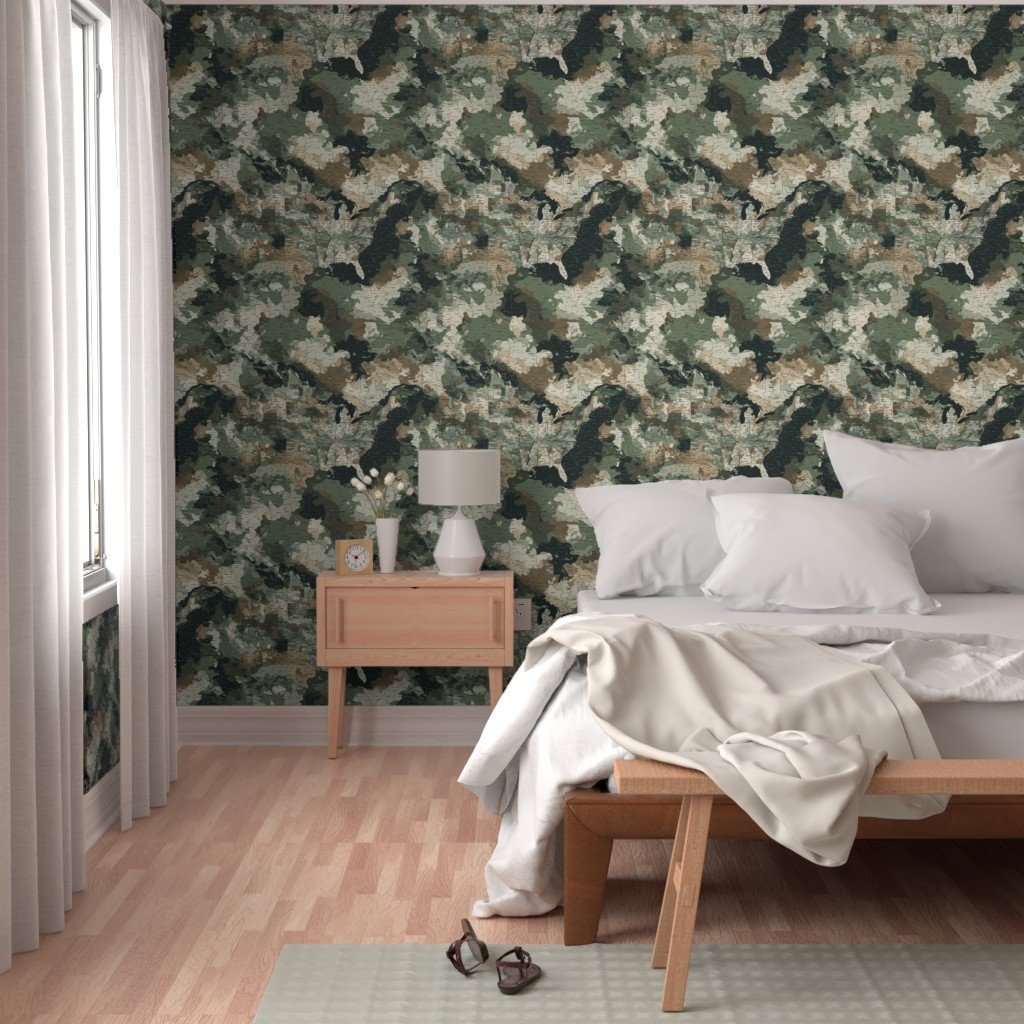 USA State Outline Camouflage Map Design in Earth Tone Green and Sand Wallpaper geography wallpaper