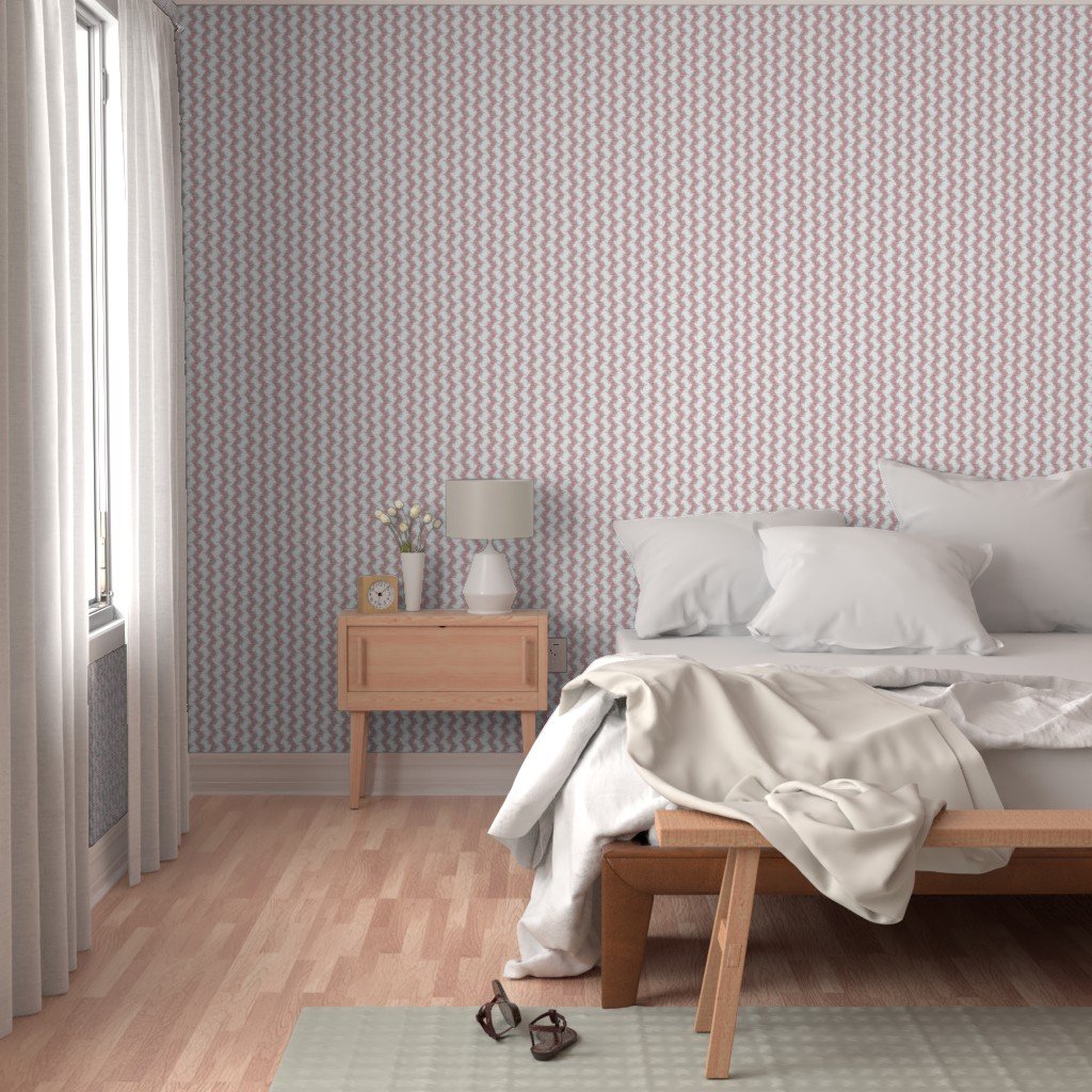 Vintage English Garden Tiny Soft Pink Rose Stripe Pattern on White Wall Wallpaper floral wallpaper