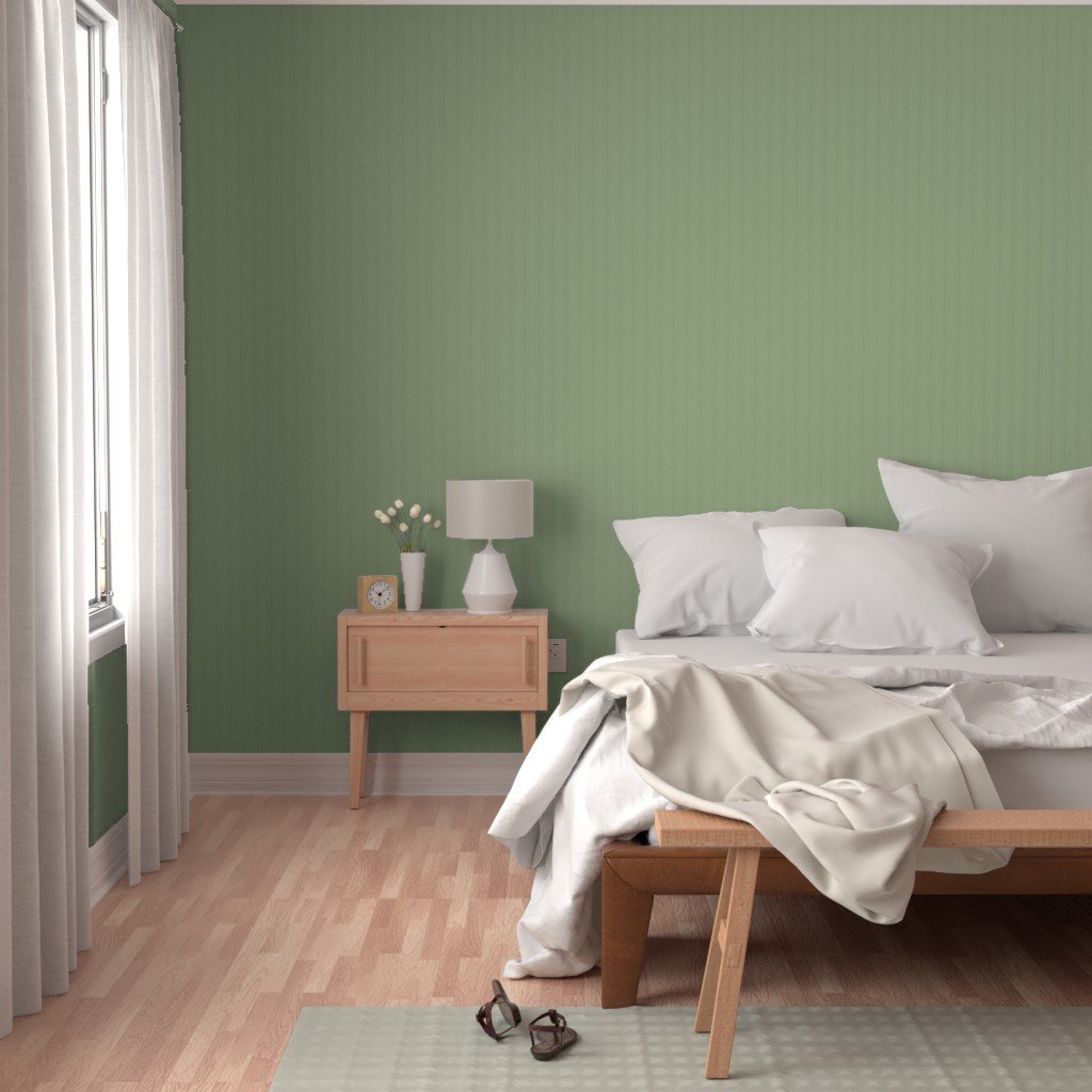 Tonal Sage Green Tailored Ticking Stripe Cottage Farmhouse Small Scal Wallpaper stripe pattern wallpaper