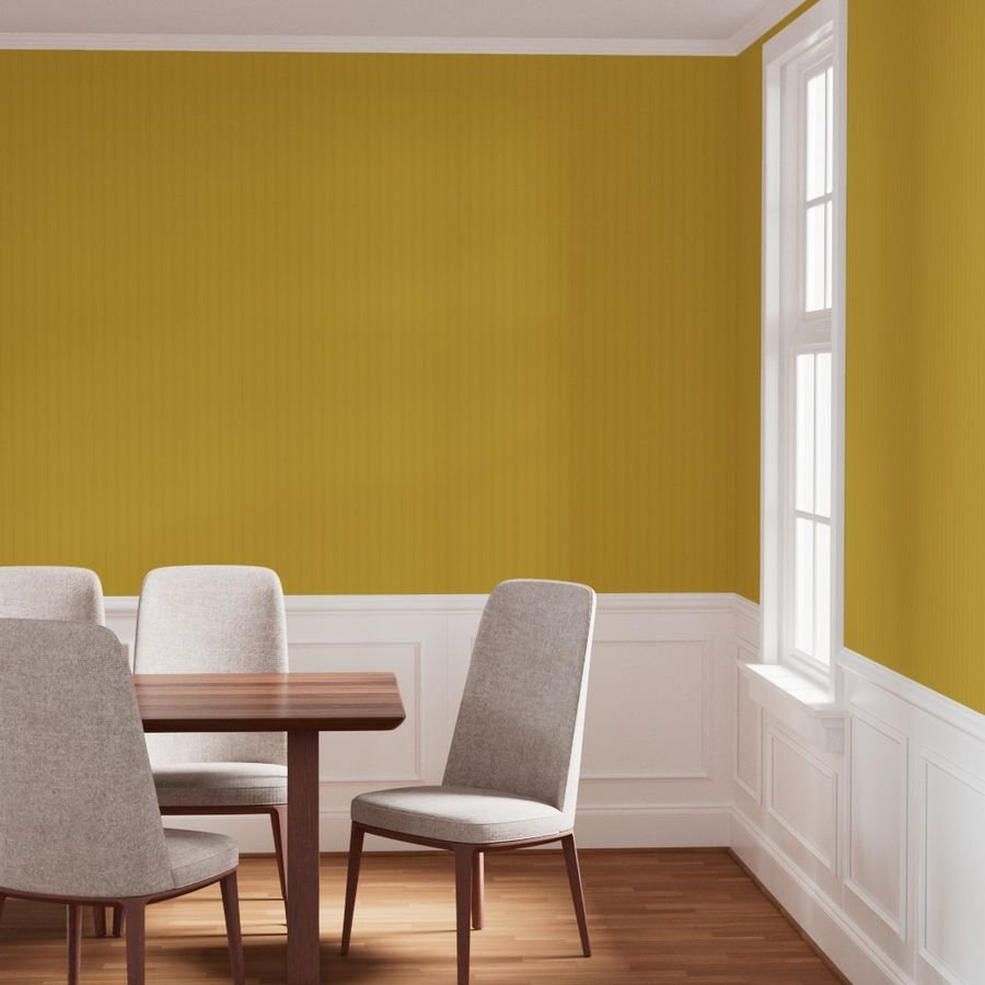 Tonal Gold Yellow Tailored Ticking Stripe Cottage Farmhouse Small Sca Wallpaper thin stripe wallpaper