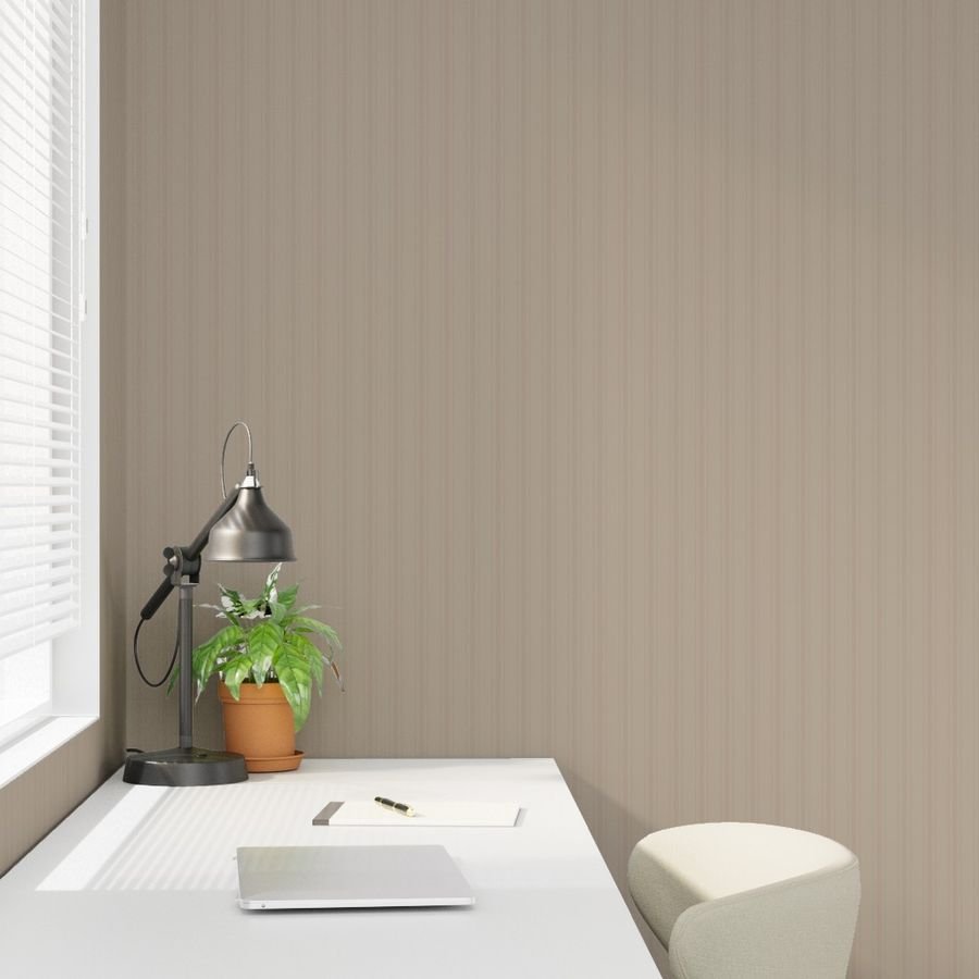 Tonal Taupe Tailored Ticking Stripe Cottage Farmhouse Small Scalee Wallpaper taupe stripe wallpaper
