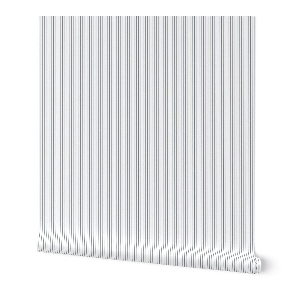 Classic Navy Blue Pinstripe on White Office Stripe Pattern Wallpaper corporate wallpaper