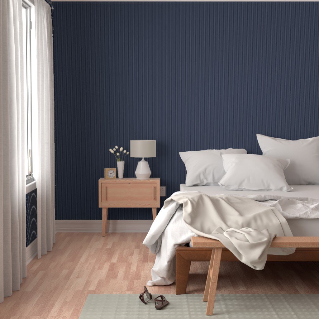 Classic White Pinstripe on Navy Blue Office Stripe Pattern Wallpaper corporate wallpaper