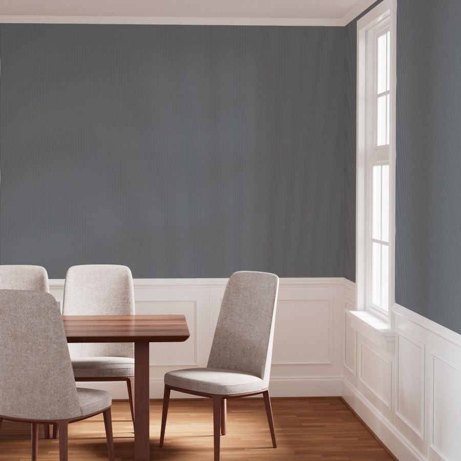 Classic White Pinstripe on Steel Gray Office Stripe Pattern Wallpaper corporate wallpaper