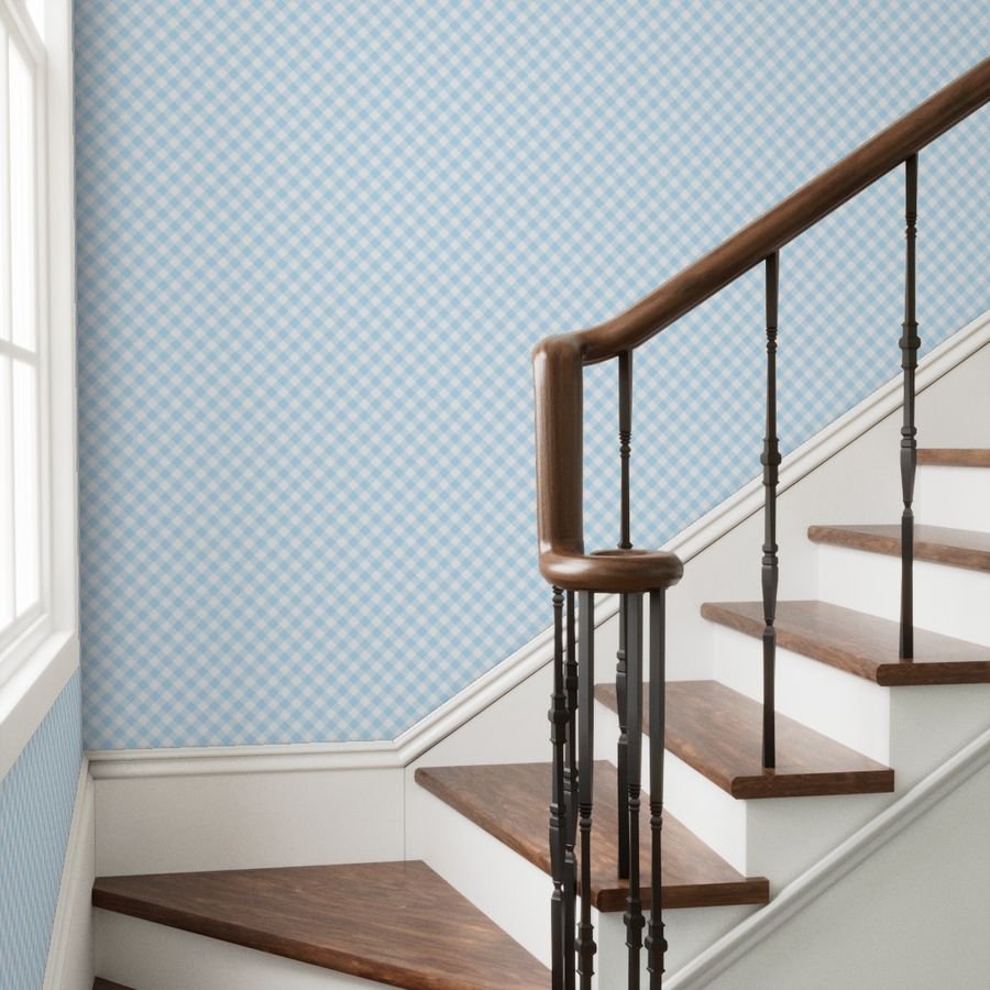 Baby Blue Gingham Check Plaid Wallpaper baby blue wallpaper