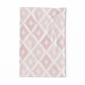 Large Sun Faded Mediterranean Diamond Pattern in Blush Shell Pink Design Collection Home Styling Collection warm tone tea towel design