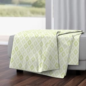 Small Sun Faded Mediterranean Diamond Pattern in Lime Sage Green Interior Collection Design Collection dusty green throw blanket design