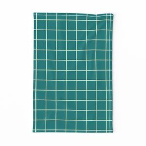 Classic Cream White and Teal 2 Inch Grid Interior Collection Home Styling Collection 2 inch tea towel design