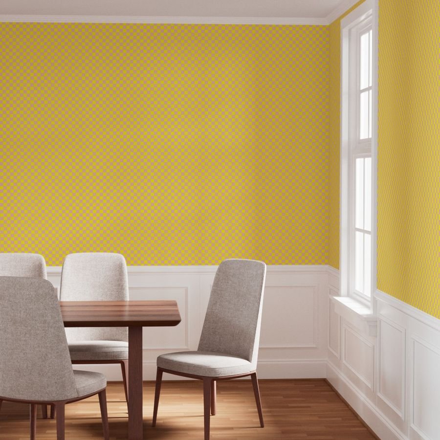 Classic Pink and Yellow 1 Inch Check Wallpaper pink check wallpaper