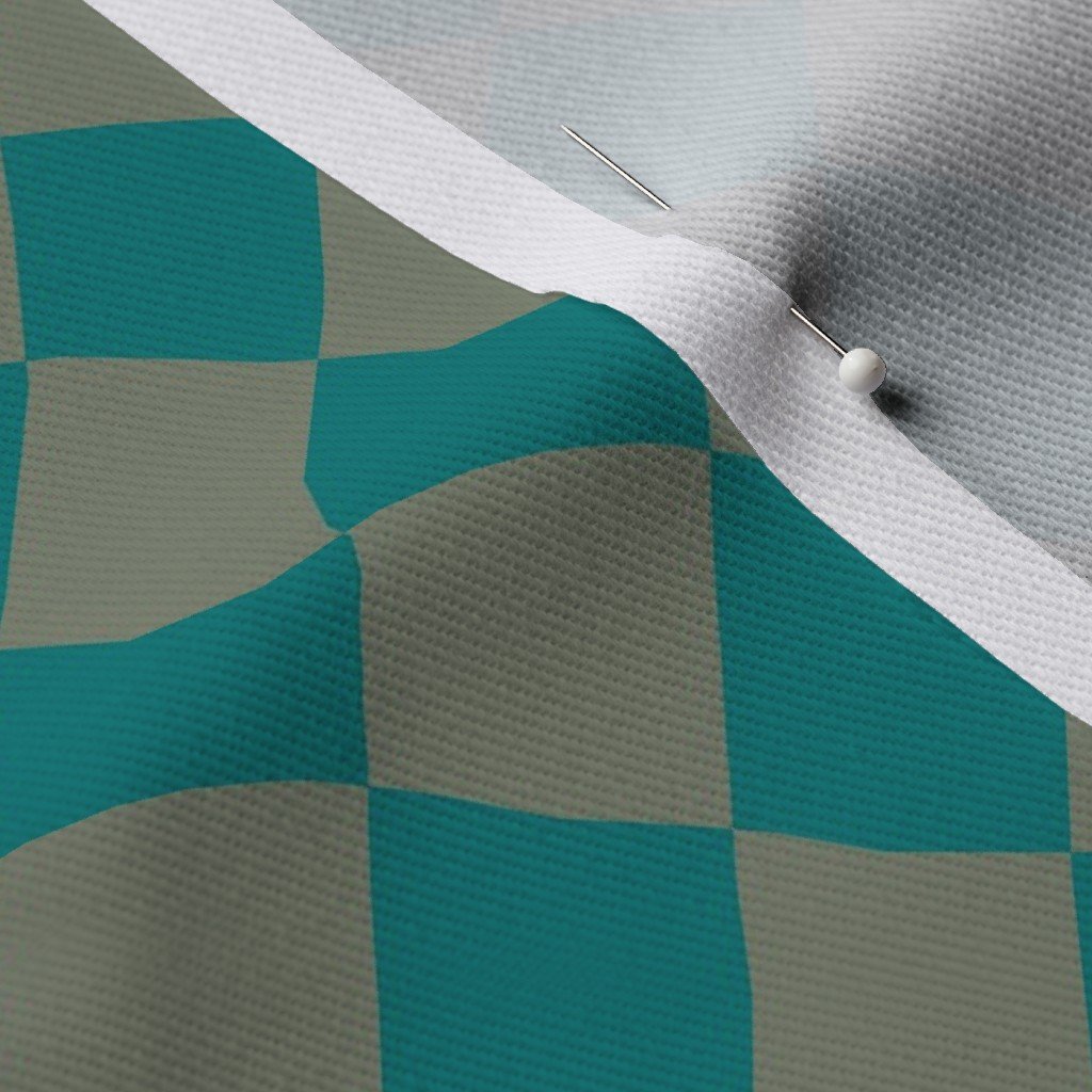 Classic Teal and Sage Green 1 Inch Diagonal Check Fabric 1 inch check fabric