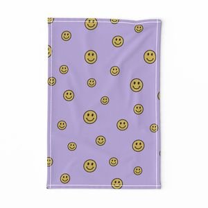 Retro Yellow Smiley Faces on Lavender Home Styling Collection Design Collection happy faces tea towel design
