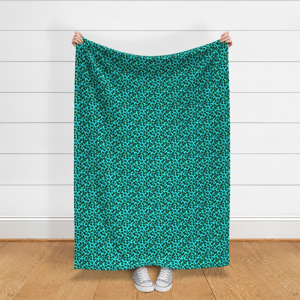 Leopard Spots Aqua Fabric jungle cat fabric