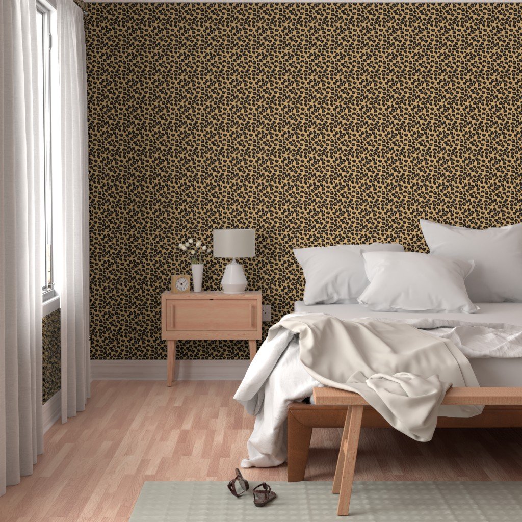 Leopard Spots Classic Beige Wallpaper leopard fur wallpaper
