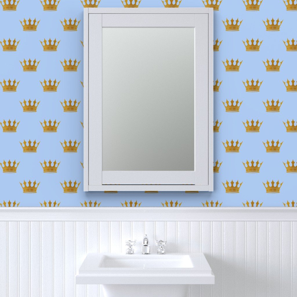 Louis Blue Crown Prince Gold Crowns on Blue Wallpaper gold crown wallpaper