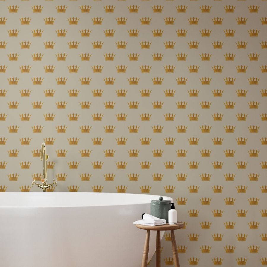 George Grey Royal Golden Crowns Wallpaper pale grey wallpaper