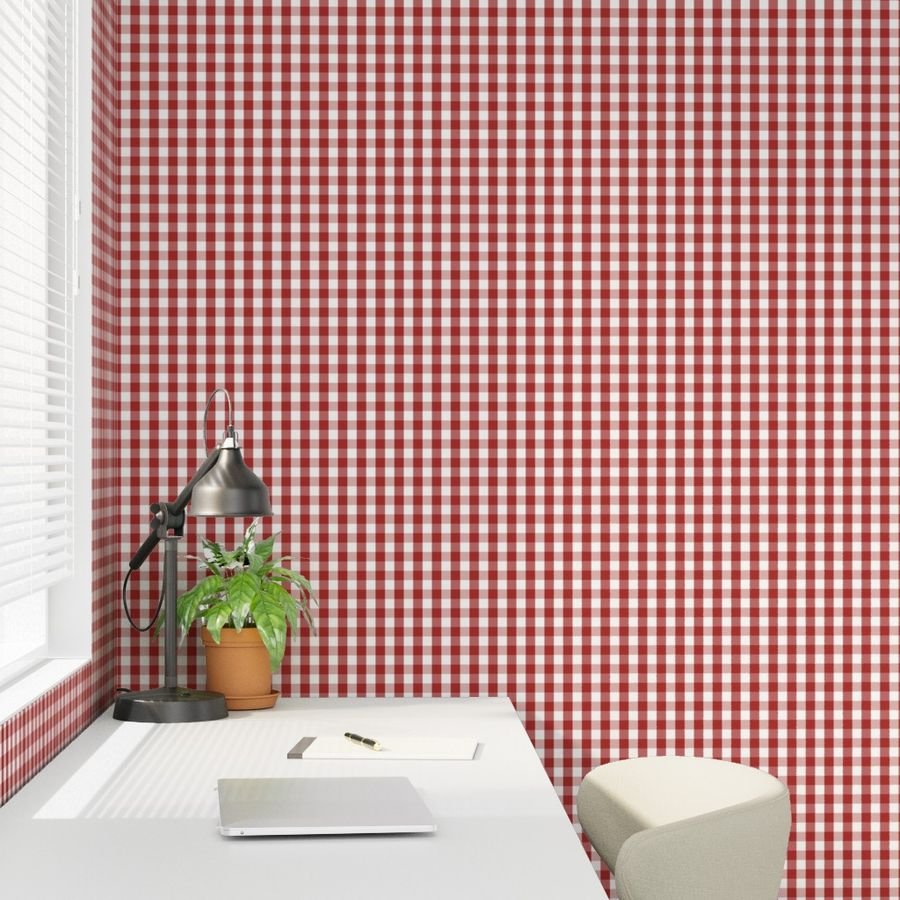 Aurora Red Gingham Check Pattern Design Collection Design Collection red checkered wallpaper