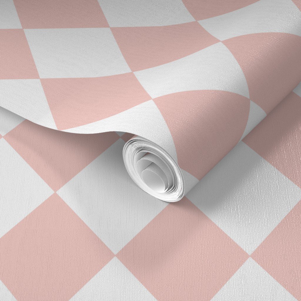 Pink Rosebud Small Modern Diamond Pattern Wallpaper pink harlequin wallpaper