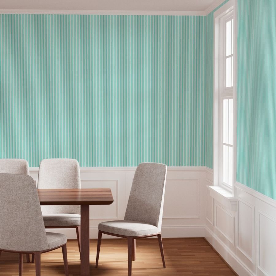 Trendy Large Aqua Gift Box Pastel Aqua French Mattress Ticking Double Wallpaper aqua ticking wallpaper