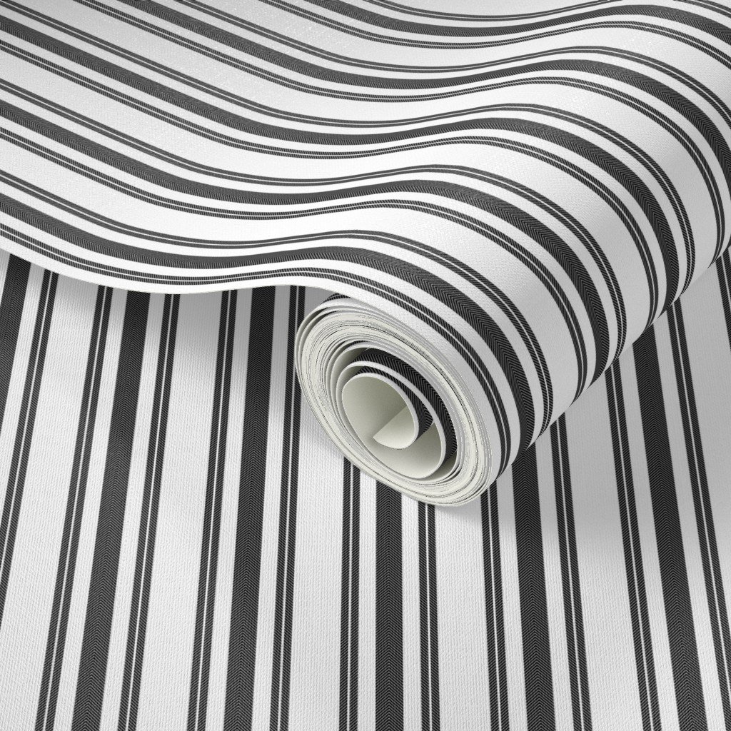 Trendy Large Black Tarp Black French Mattress Ticking Double Stripes Wallpaper black ticking wallpaper