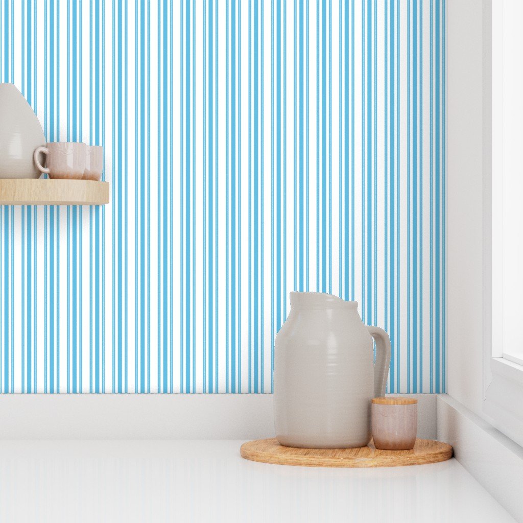 Trendy Large Blue Sky Pastel Blue French Mattress Ticking Double Wallpaper blue ticking wallpaper