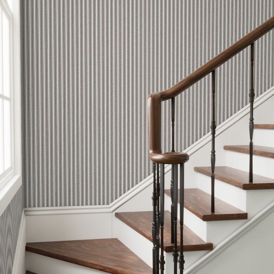Trendy Large Brown Coco Pastel Brown French Mattress Ticking Double Wallpaper brown ticking wallpaper