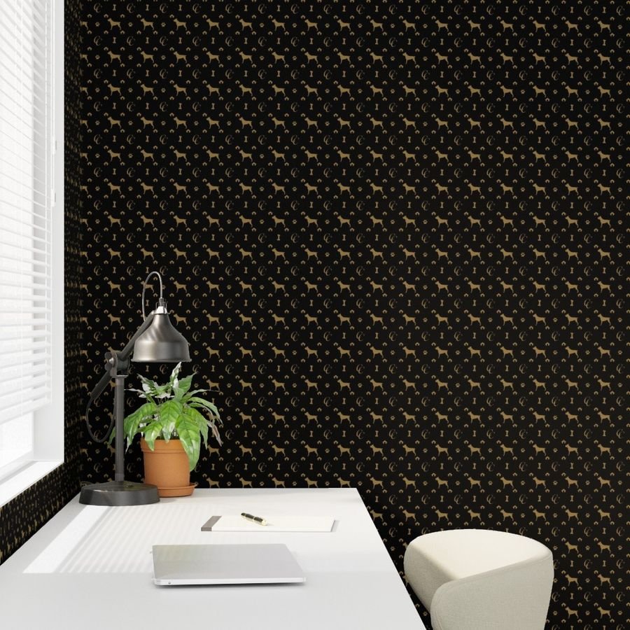 Cane Corso on Black with Louis Luxury Motifs in Tan Wallpaper dog bone wallpaper