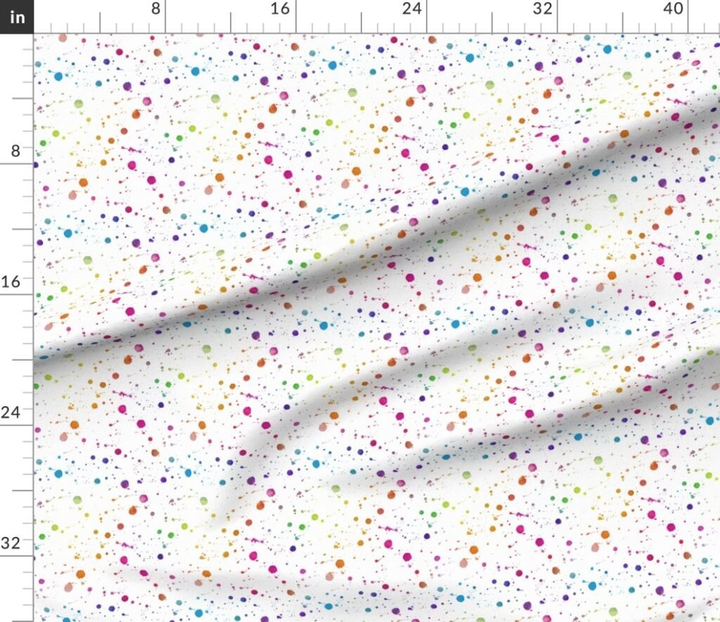 Rainbow Bright Pastel Watercolor Drops Splatters and Dribbles Fabric design