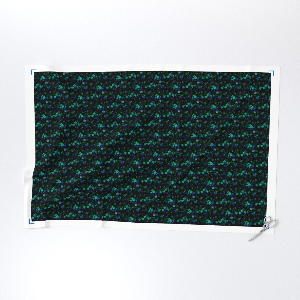 Bright Neon Green and Blue Cherry Blossom Flowers and Vines Fabric cherry blossom fabric
