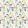 New York City Handdrawn Motifs Empire State Statue of Liberty Yellow Taxi