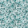 Floral Doodles Seamless Repeat Pattern in Aqua Blue