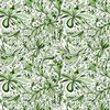 Floral Doodles Seamless Repeat Pattern in Leaf Green