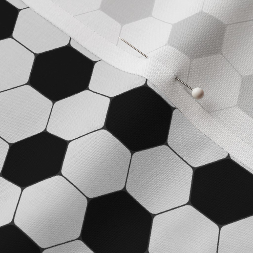 Mini Classic Soccer Football Hexagonal Black and White Seamless Print Fabric black and white fabric