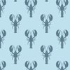 Handdrawn Motif of a Teal Green Lobster on Pale Blue