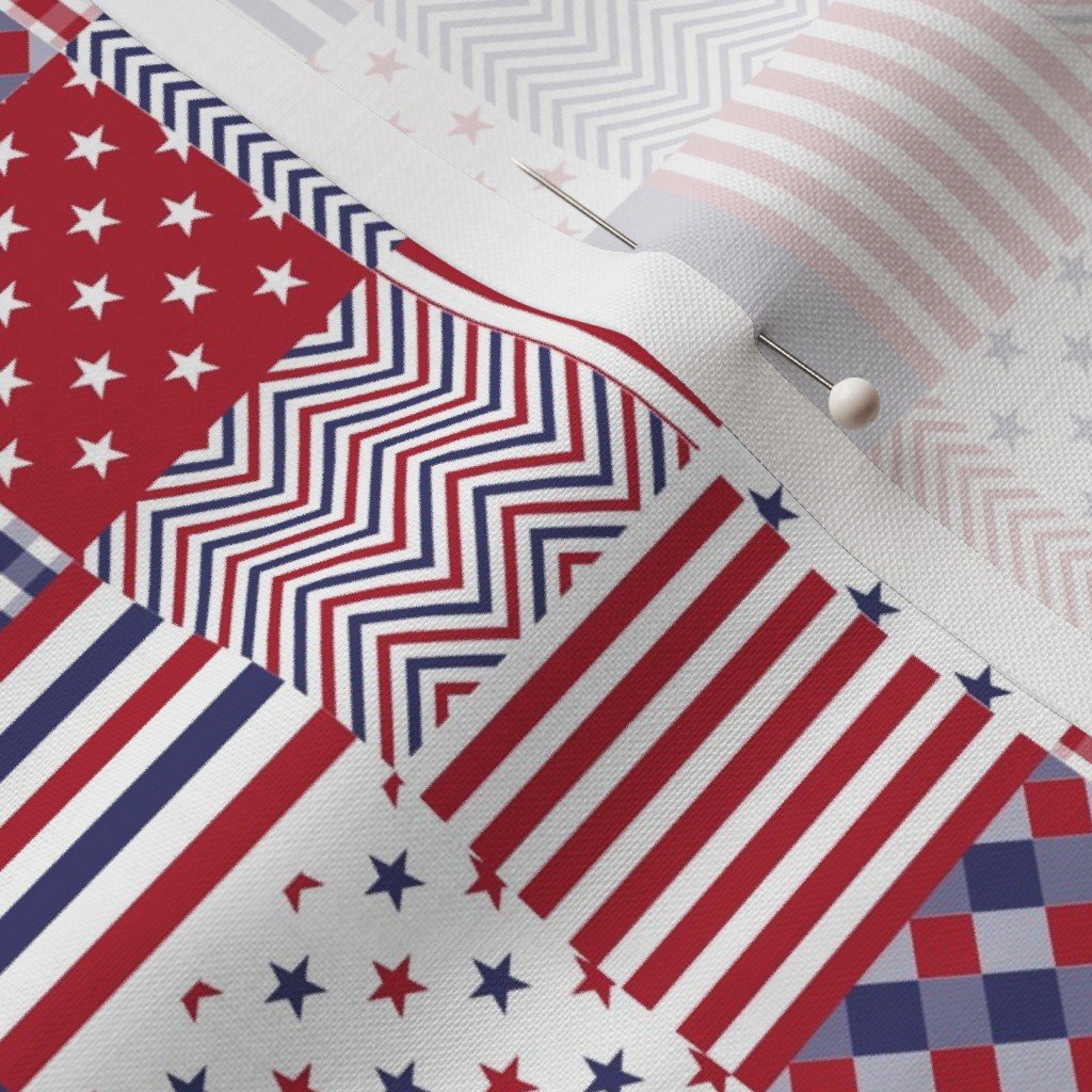 USA Micro Flag Patchwork Quilt Squares Fabric 4th of july fabric
