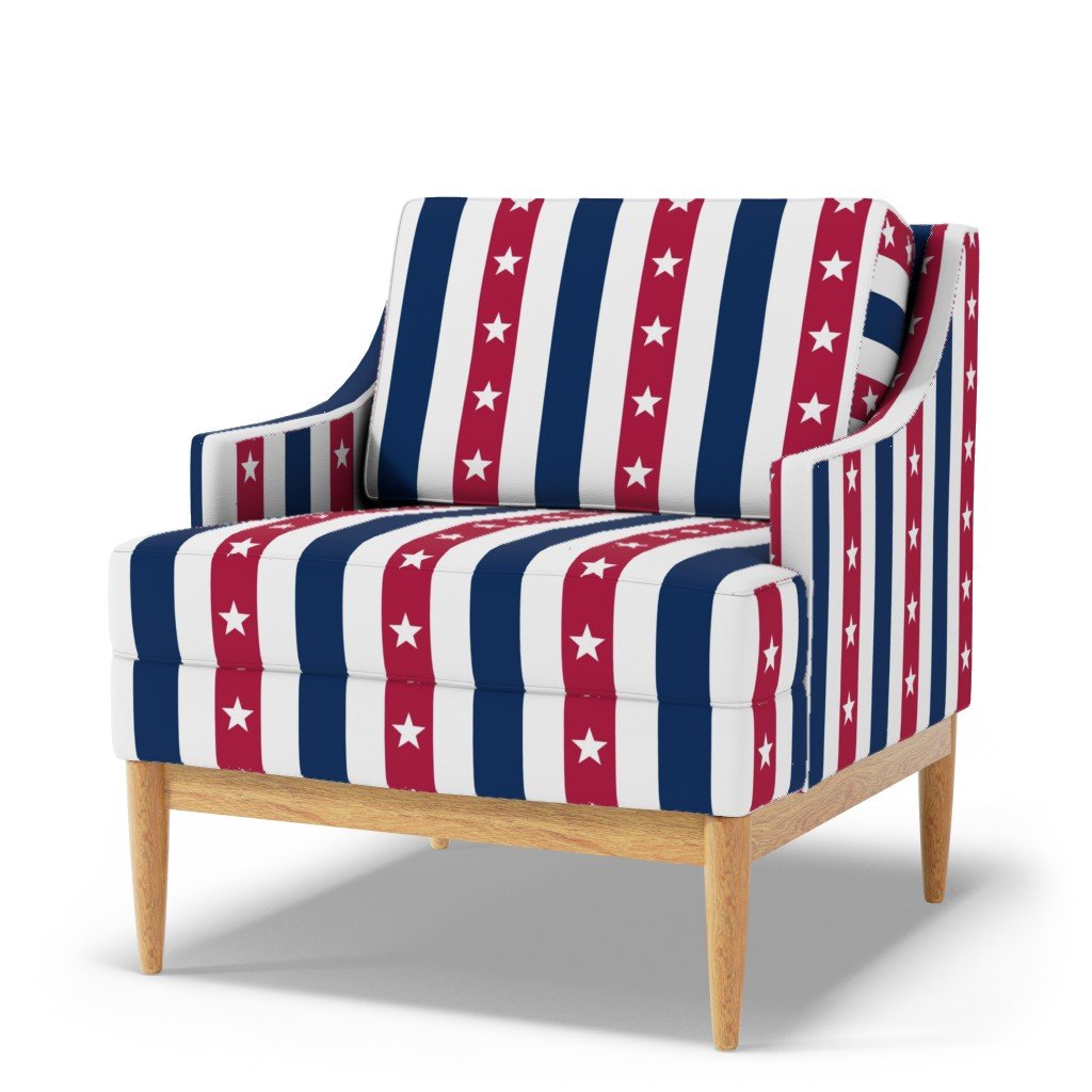 USA Flag Colors of Red White and Blue with Stars in Alternating 2 Inch Fabric flag colors fabric