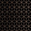 Large Black and Faux Metallic Gold Art Deco 3D Geometric Cubes