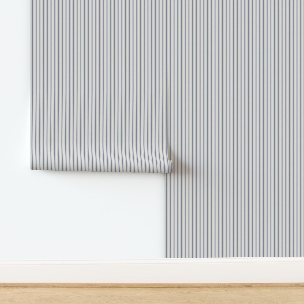 Mini Stressed Blue Denim Mattress Ticking Wallpaper design