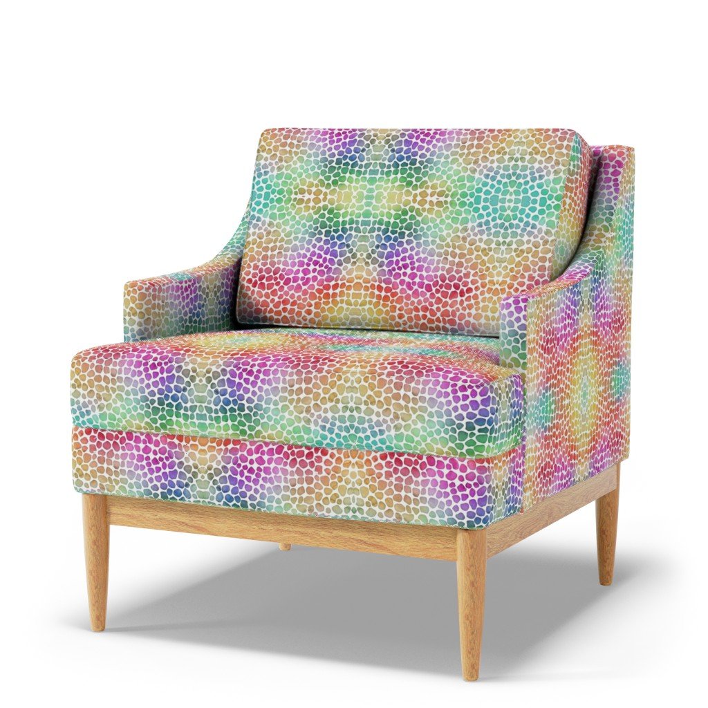 Rainbow Bright Pastel Mosaic Watercolor Spots in Mirror Repeat Fabric mirror repeat fabric